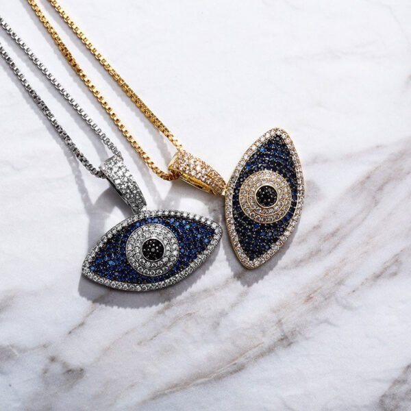 Evil-Eye Protection Sterling Silver Iced Pendant Chains - Image 3