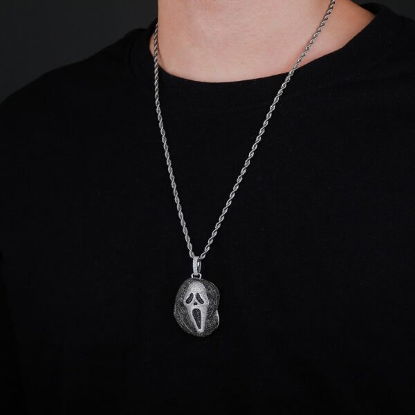 Iced Ghost Face Pendant Necklace - Image 3