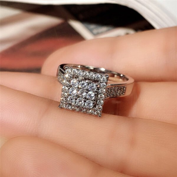 Square Sterling Engagement Ring - Image 9