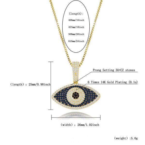 Evil-Eye Protection Sterling Silver Iced Pendant Chains - Image 14