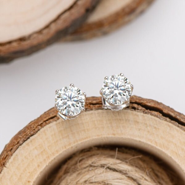 1 Ct Moissanite Diamond Earrings Round 925 Sterling Silver - Image 4