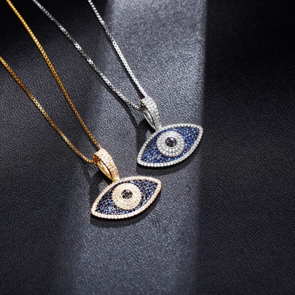 Evil-Eye Protection Sterling Silver Iced Pendant Chains - Image 2