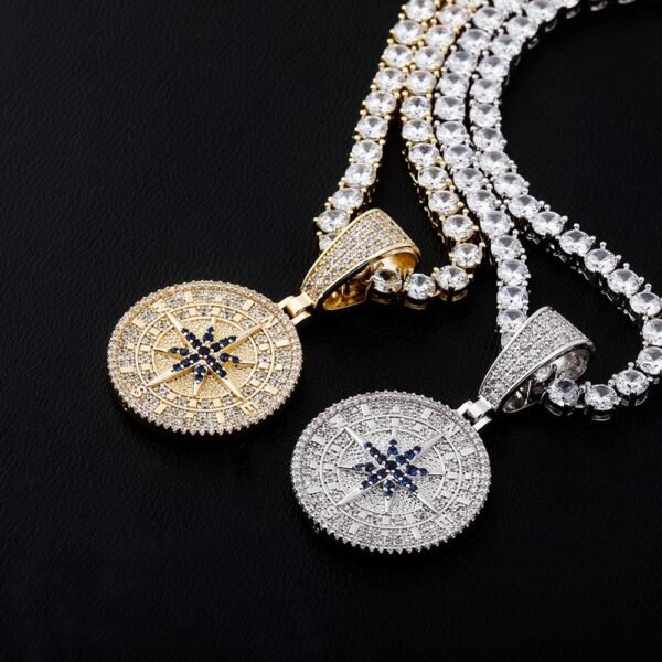 Iced Out Compass Pendant