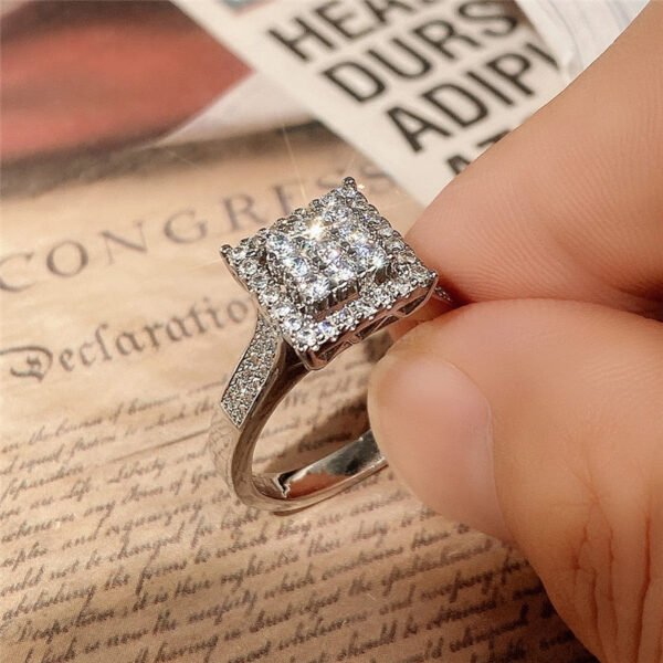 Square Sterling Engagement Ring - Image 11