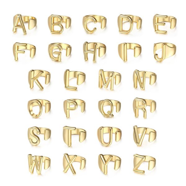 Unisex 26 Letters Hollow Ring - Image 6