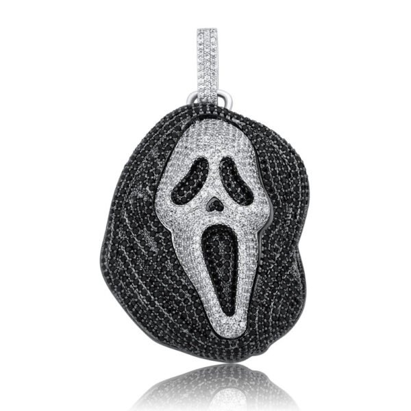 Iced Ghost Face Pendant Necklace - Image 6