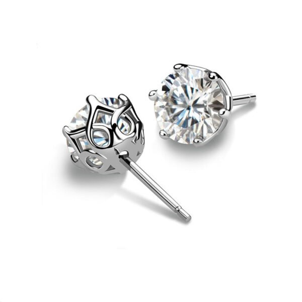 1 Ct Moissanite Diamond Earrings Round 925 Sterling Silver - Image 2