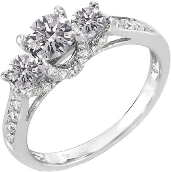 Trinity Moissanite Silver Engagement Ring