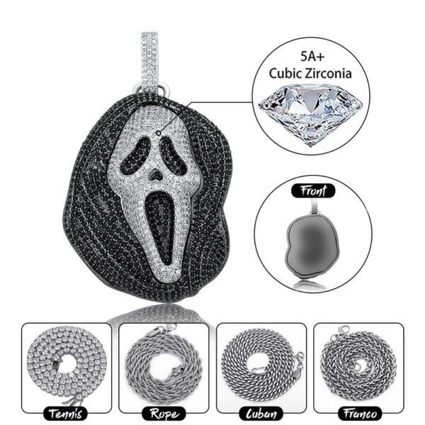 Iced Ghost Face Pendant Necklace - Image 12