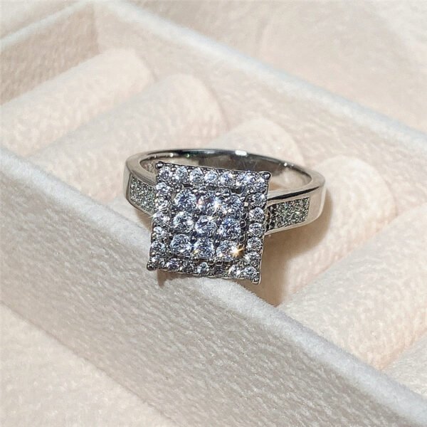 Square Sterling Engagement Ring