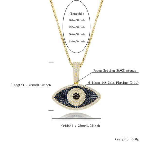 Evil-Eye Protection Sterling Silver Iced Pendant Chains - Image 5