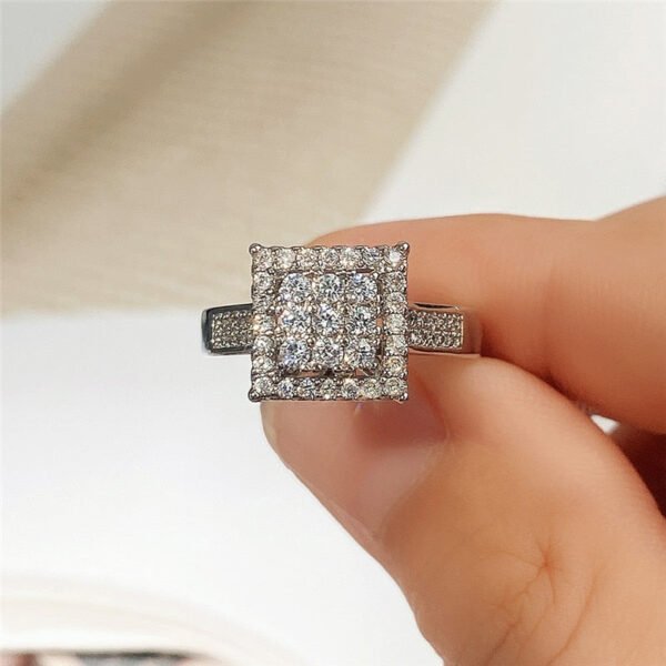 Square Sterling Engagement Ring - Image 10