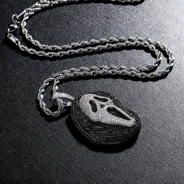 Iced Ghost Face Pendant Necklace - Image 9