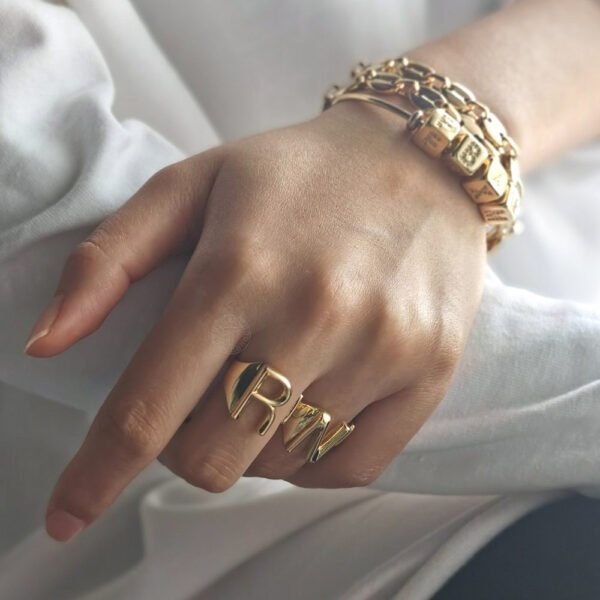 Unisex 26 Letters Hollow Ring - Image 2