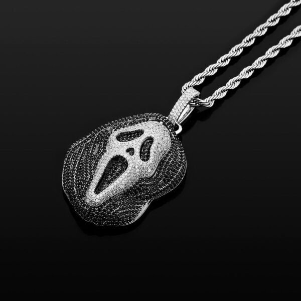 Iced Ghost Face Pendant Necklace - Image 2