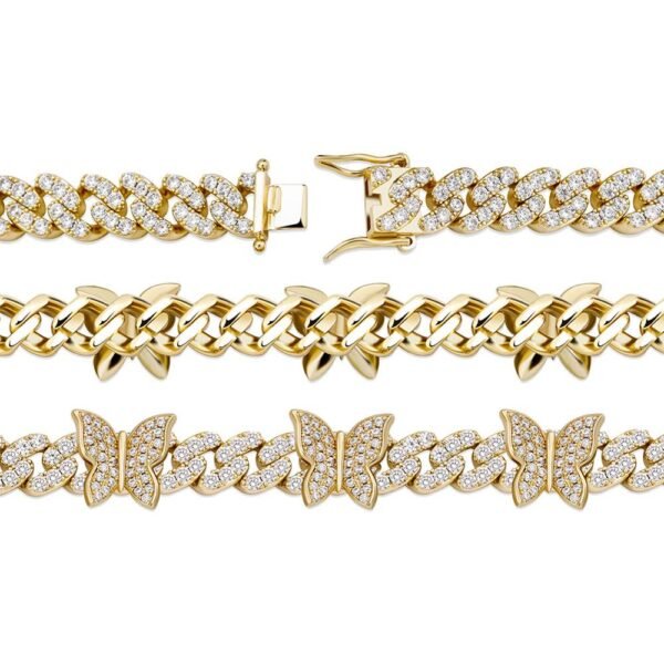 Butterfly Iced Out 8MM Cuban Chain Bracelet - Image 10