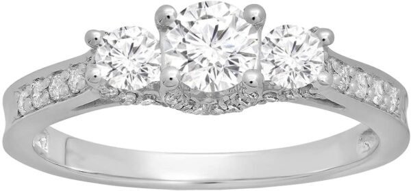 Trinity Moissanite Silver Engagement Ring - Image 2