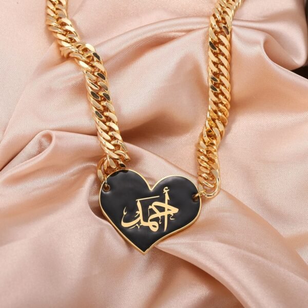 Custom Arabic Enamel Heart Name Necklace - Image 6