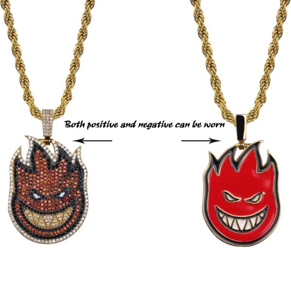 Iced Out 2 Sided Spitfire Pendant Necklace Chain - Image 11