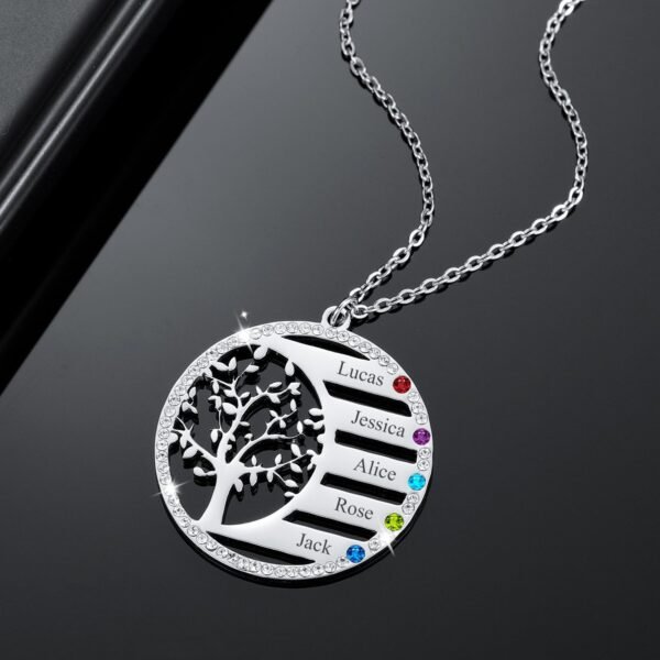 Custom Crystal Birthstone Family Tree Name Necklace - Image 4