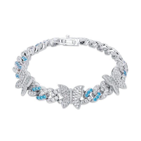 Butterfly Iced Out 8MM Cuban Chain Bracelet - Image 7