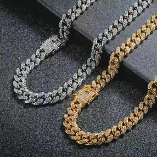 Iced Out Watch, Cuban Chain & Link Bracelet Set - Image 3