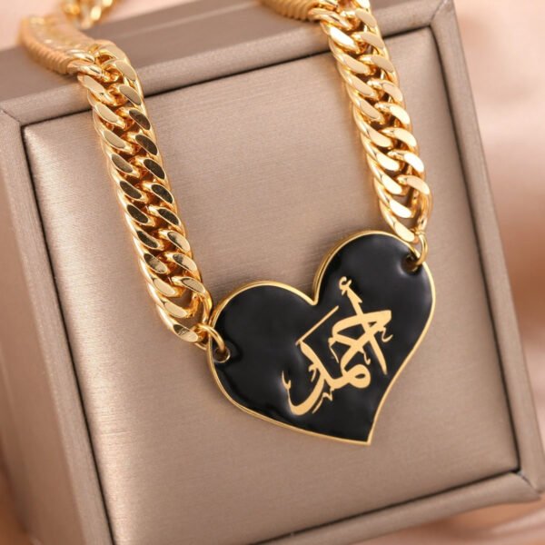 Custom Arabic Enamel Heart Name Necklace - Image 5