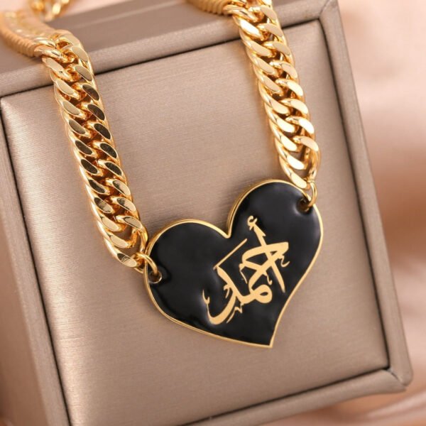 Custom Arabic Enamel Heart Name Necklace - Image 4