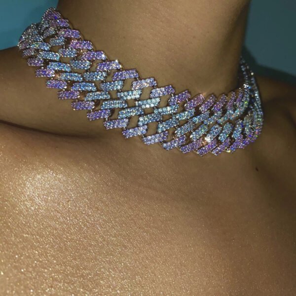 Sexy Micro Pave Cuban IcedOut Pastel Chokers - Image 17