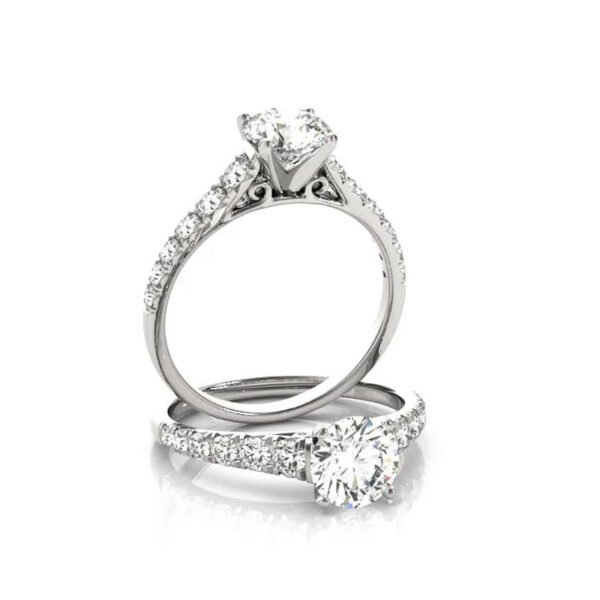 1 Ct Round Cut D Color Lab Moissanite Diamond Wedding Ring Set - Image 2