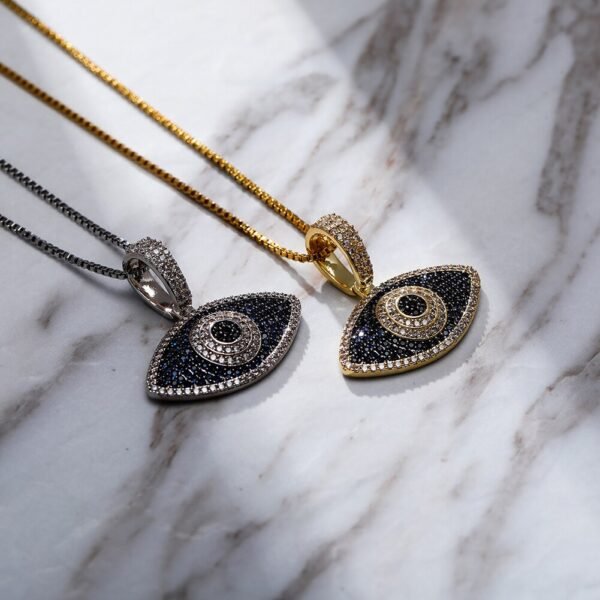 Evil-Eye Protection Sterling Silver Iced Pendant Chains - Image 4