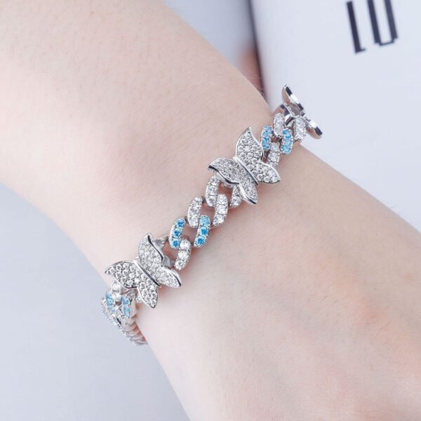 Butterfly Iced Out 8MM Cuban Chain Bracelet - Image 3