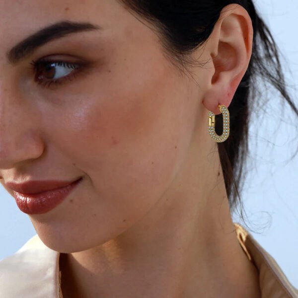 14k Gold Plated U Shape Hoop Earrings - Image 3