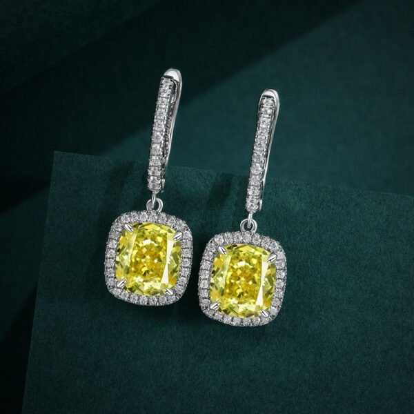 Crushed Ice Cut Citrine high Carbon & 925 Sterling Silver Drop Dangle Earrings - Image 2