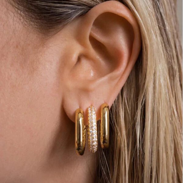 14k Gold Plated U Shape Hoop Earrings - Image 2