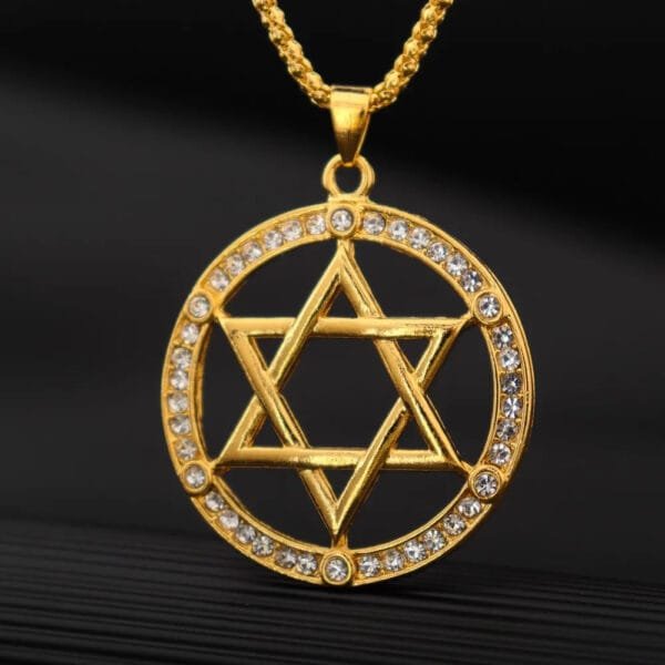 Iced Out Jewish Hexagonal Star Pendant Necklace - Image 3