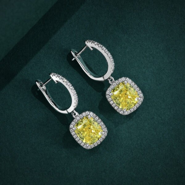 Crushed Ice Cut Citrine high Carbon & 925 Sterling Silver Drop Dangle Earrings - Image 6