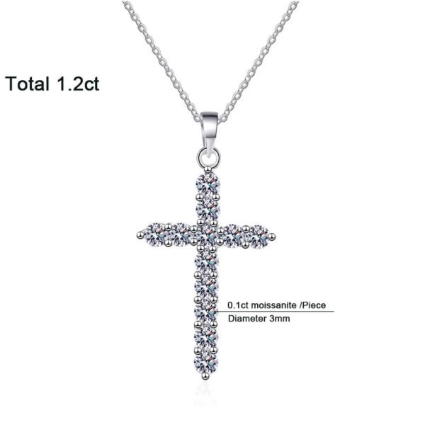 Lab-Grown Diamond Silver Sterling Cross Pendant Necklace - Image 4