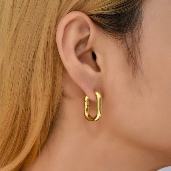 14k Gold Plated U Shape Hoop Earrings - Image 4