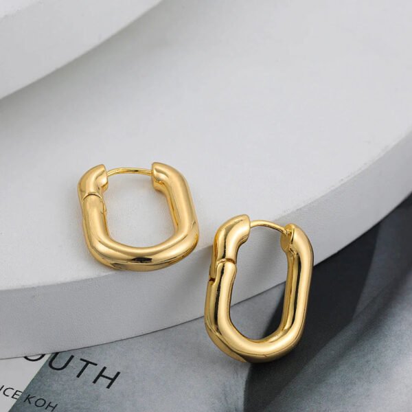 14k Gold Plated U Shape Hoop Earrings - Image 5