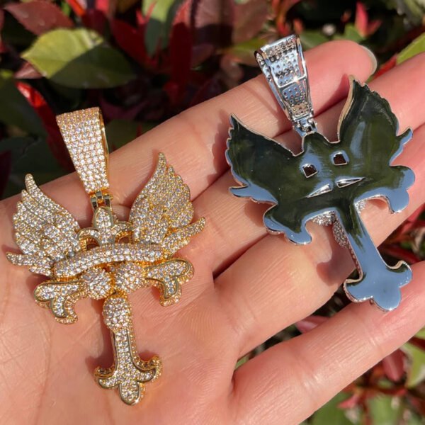 Iced Out Wing Cross Necklace - Image 3