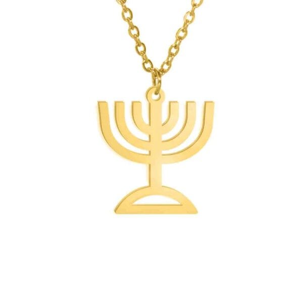 Jewish Menorah Star of David Necklace Stainless Steel - Image 8