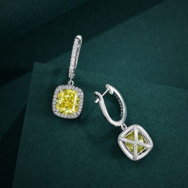 Crushed Ice Cut Citrine high Carbon & 925 Sterling Silver Drop Dangle Earrings - Image 4