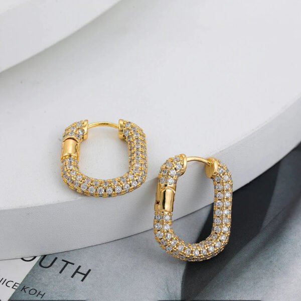 14k Gold Plated U Shape Hoop Earrings - Image 12