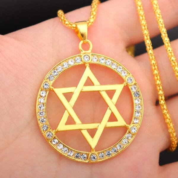 Iced Out Jewish Hexagonal Star Pendant Necklace - Image 6