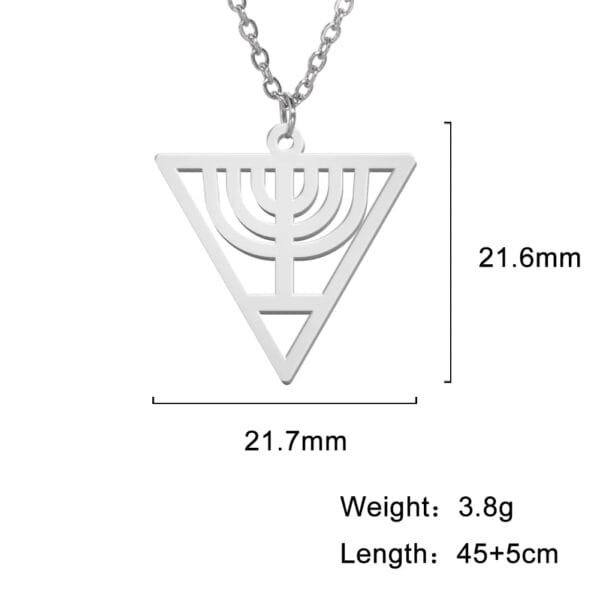 Jewish Menorah Star of David Necklace Stainless Steel - Image 7