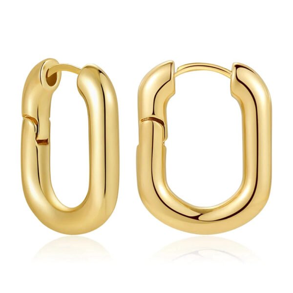 14k Gold Plated U Shape Hoop Earrings - Image 8