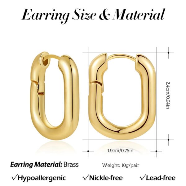 14k Gold Plated U Shape Hoop Earrings - Image 10