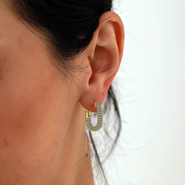 14k Gold Plated U Shape Hoop Earrings - Image 14