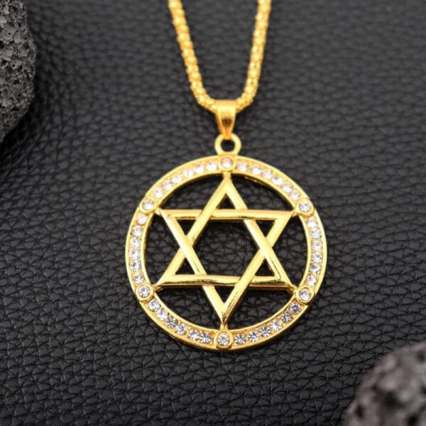 Iced Out Jewish Hexagonal Star Pendant Necklace - Image 4